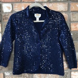 Talbots hand knit sequin cropped blazer